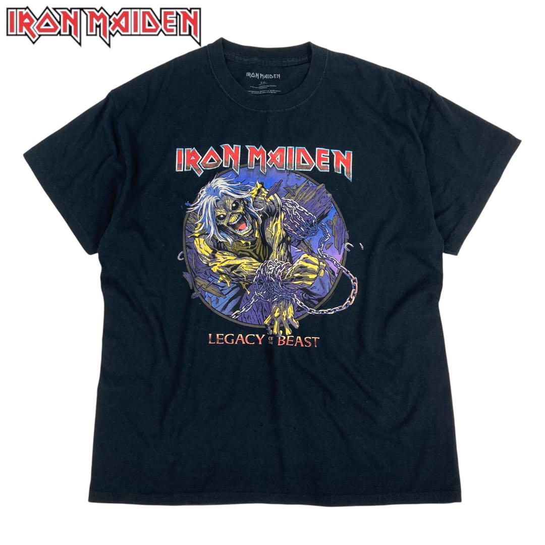 04M911◯IRON MAIDEN 黒 ヴィンテージ 半袖 バンドTシャツ L