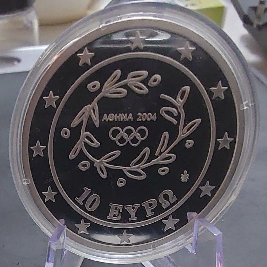 2004年 ギリシャ銀貨 10ユーロ アテネオリンピック記念銀貨 円盤投げ 大型
