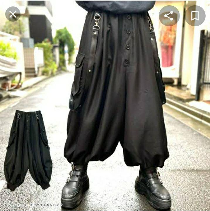 キングリーマスク サスペンダーカーゴリブサルエルパンツ