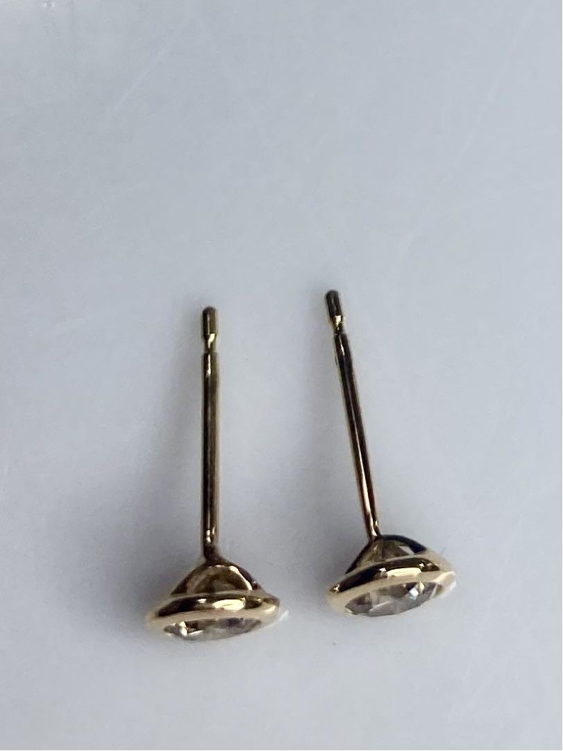 18金　K18　 計１．０ct 天然ダイヤモンドピアス　ブラウン系