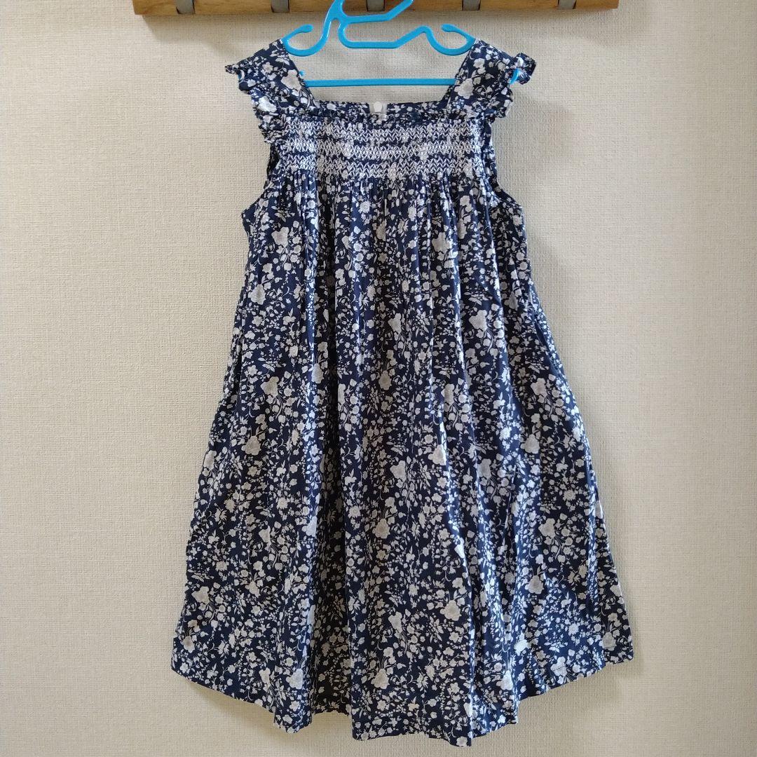 美品★タルティーヌエショコラ130★星リバティ柄ワンピース 新品タグ☆タルティーヌエショコラ☆ワンピース 130