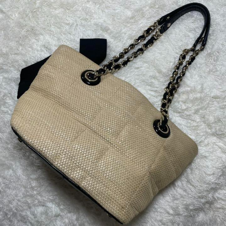 美品】ケイトスペード ショルダーバッグ ストロー系 ロゴ プレート ...