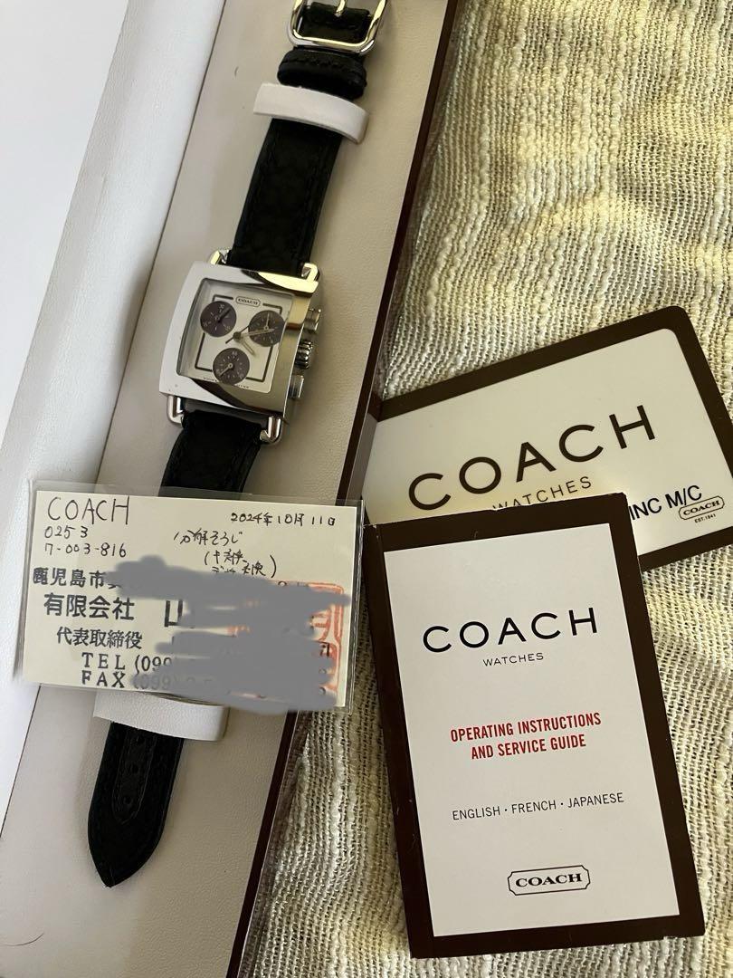 【 美品・稼働品】COACH コーチ 0253 腕時計 クロノグラフ スクエア