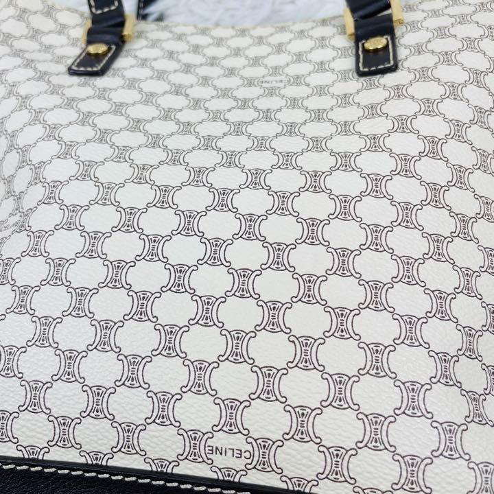 トートバッグ 極美品✨希少!セリーヌ トート 白マカダム トリオンフ ...