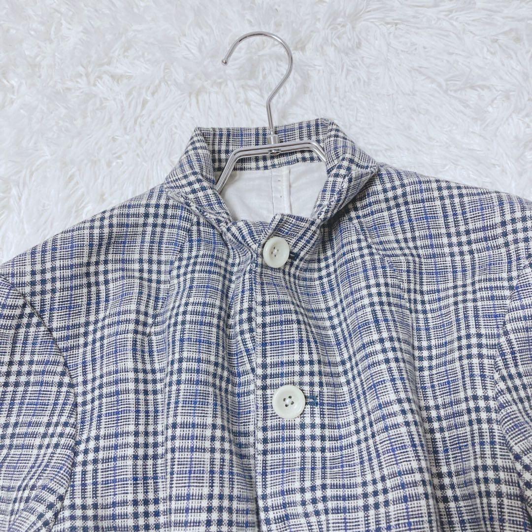 トゥモローランド　ジャケット　麻100%　リネン　チェック　ツイード　サイズ44