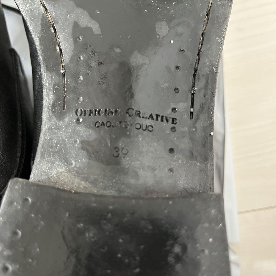 【Officine Creative】 ブラックレザーブーツ　ジップ 39