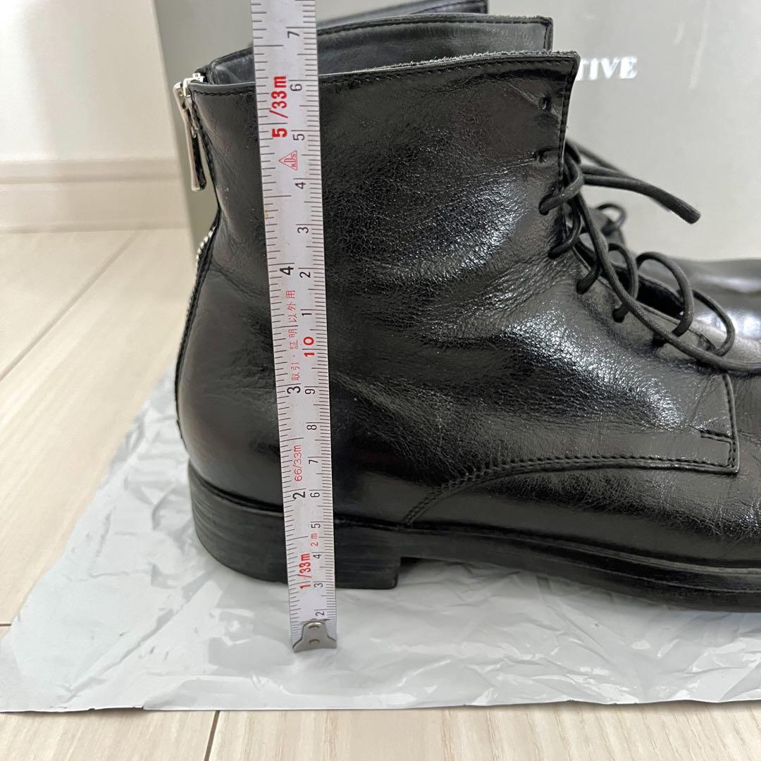 【Officine Creative】 ブラックレザーブーツ　ジップ 39