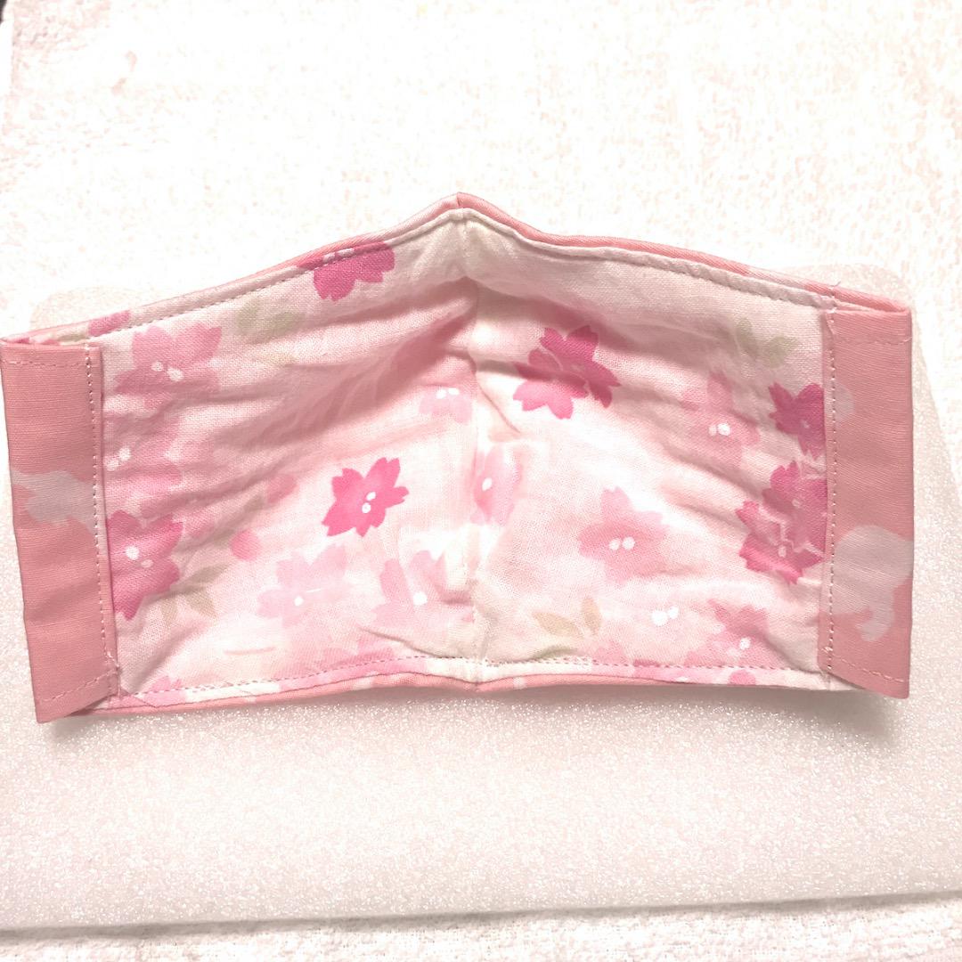 【猫柄淡いピンク色】ハンドメイド 大人用 立体 インナーマスク 手作り①