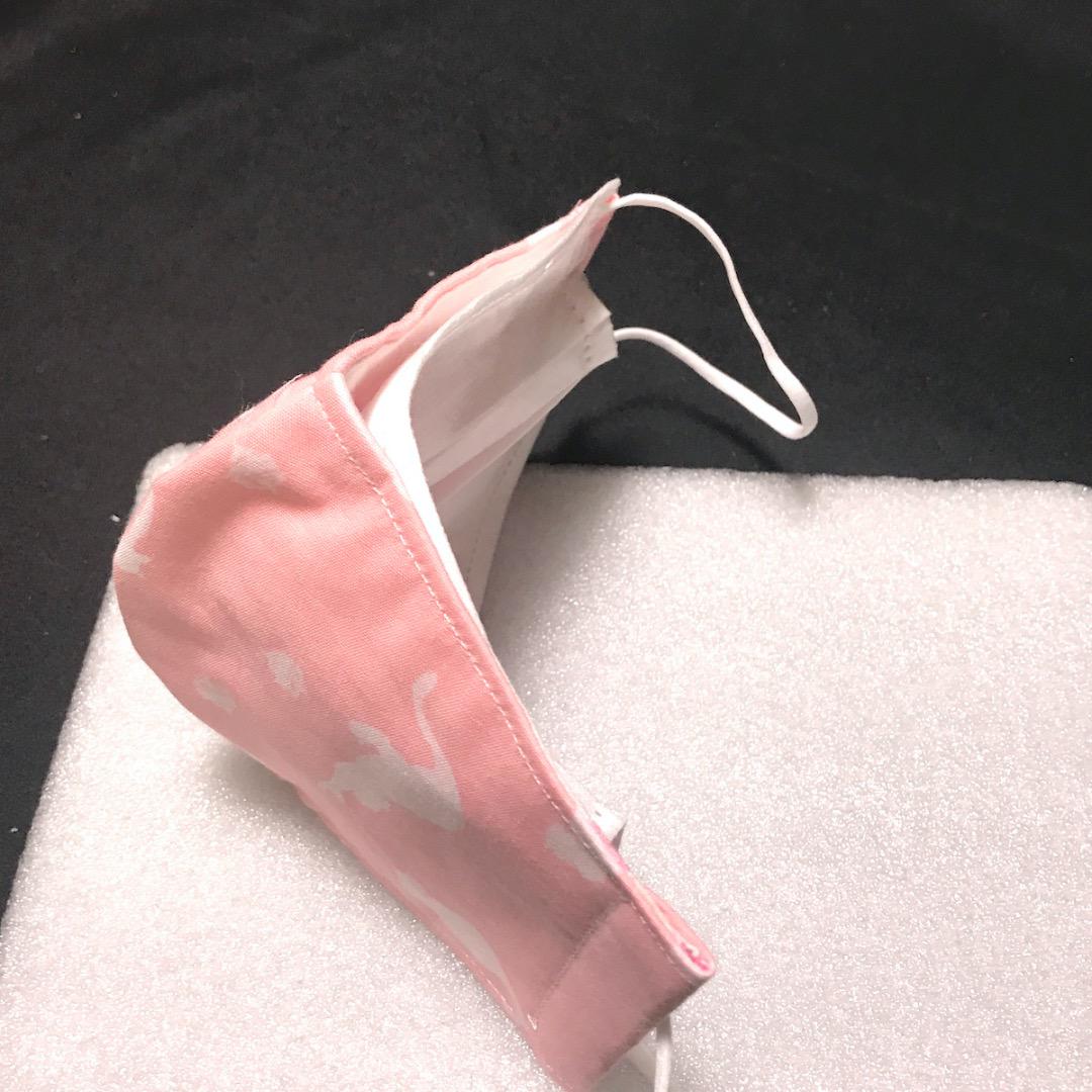 【猫柄淡いピンク色】ハンドメイド 大人用 立体 インナーマスク 手作り①