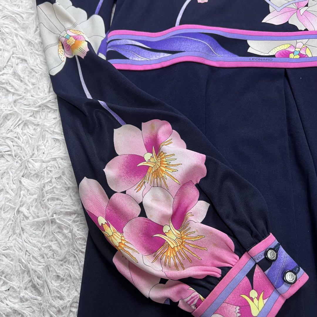 美品✨レオナール カンカン ロング ワンピース トリム ブラック