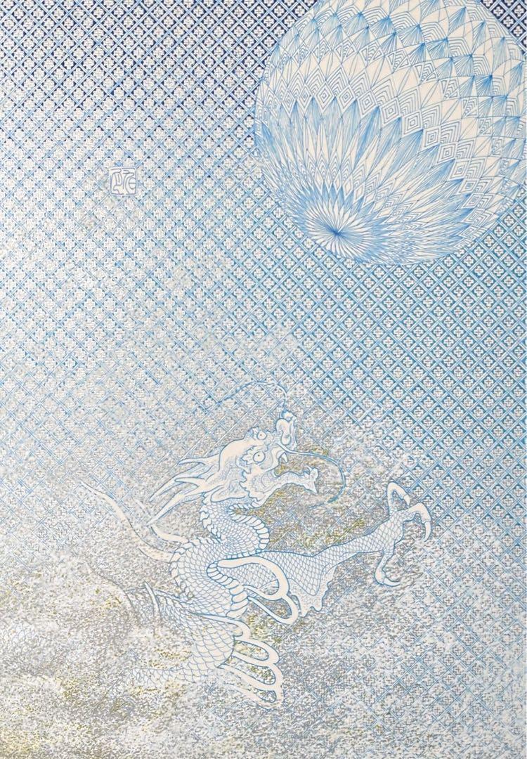 ボールペンアート「雲龍」イラスト原画
