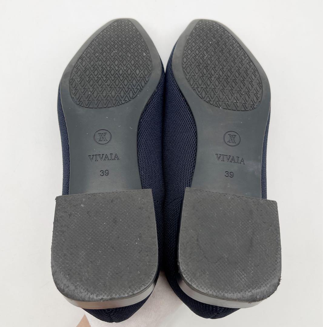 VIVAIA パンプスフラットシューズ39 （24.5〜25㎝）ネイビー