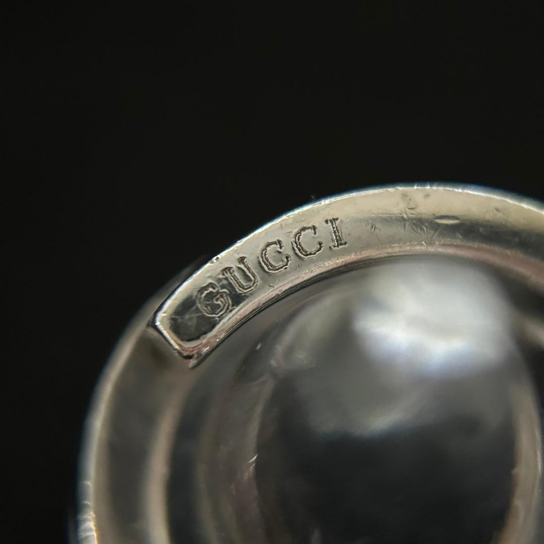【GUCCI】925 シルバーリング イタリア製 モダンデザイン　0830002