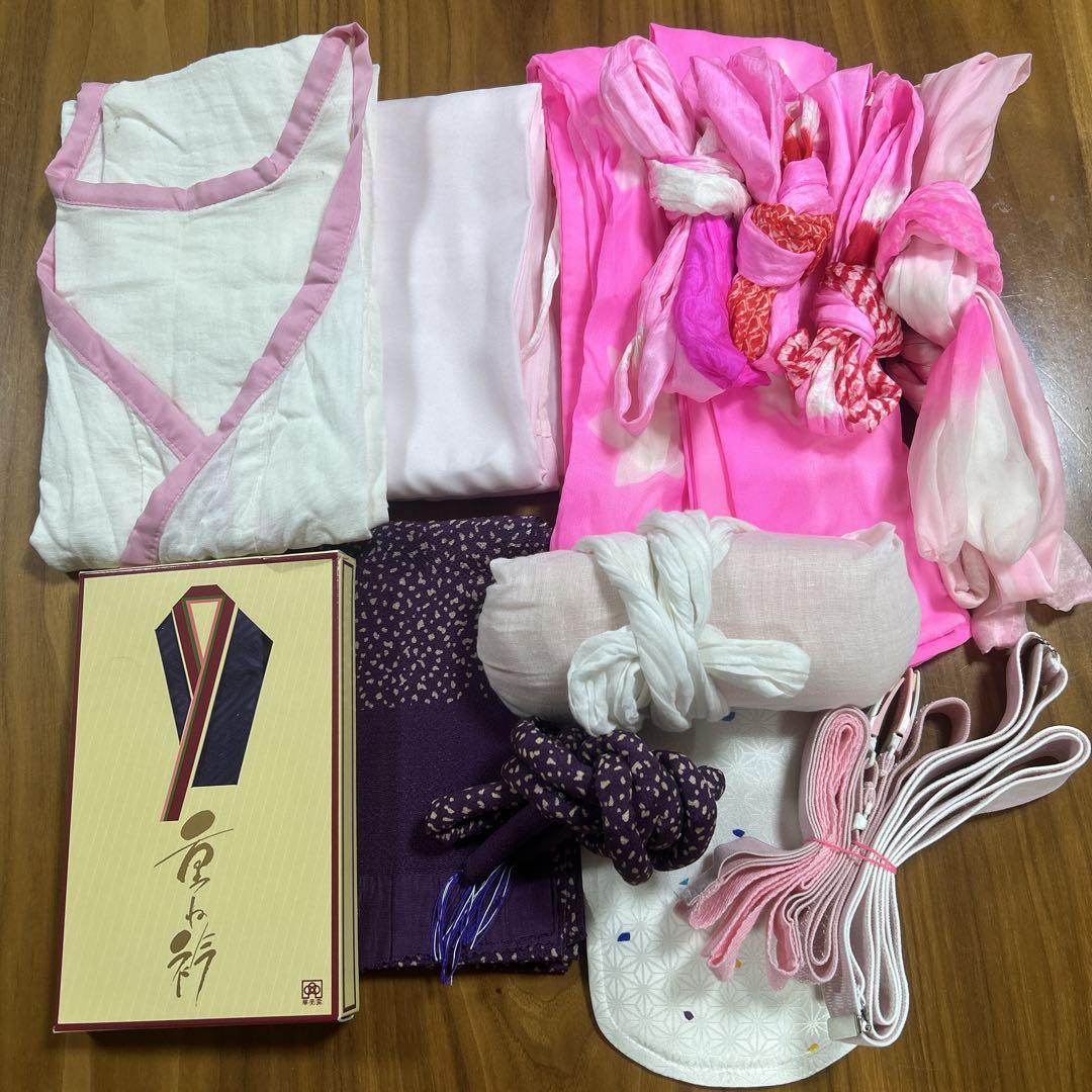 【訪問着セット】正絹／着物・蝶々柄／帯・金糸・蝶々柄／重ね衿・帯揚げ・帯締め