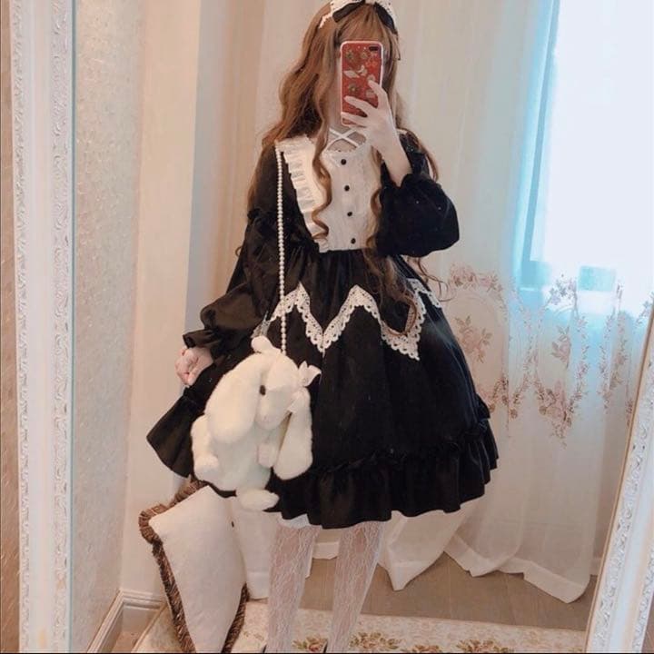 New限定品 大人気 再入荷 ロリータ ワンピース 黒 ゴスロリ 闇かわ レース L 最新コレックション New限定品 大人気 再入荷 ロリータ ワンピース 黒 ゴスロリ 闇かわ レース L 最新コレックション