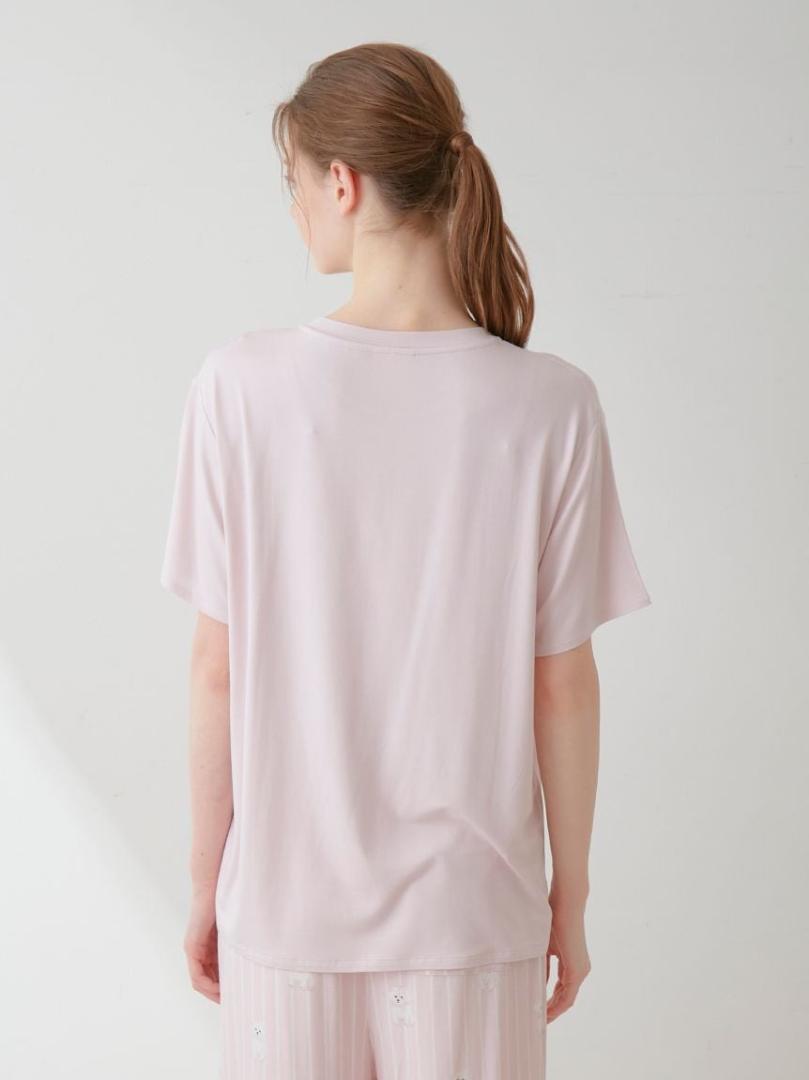 ジェラートピケ ビションフリーゼ柄Tシャツ & ロングパンツ セット ピンク