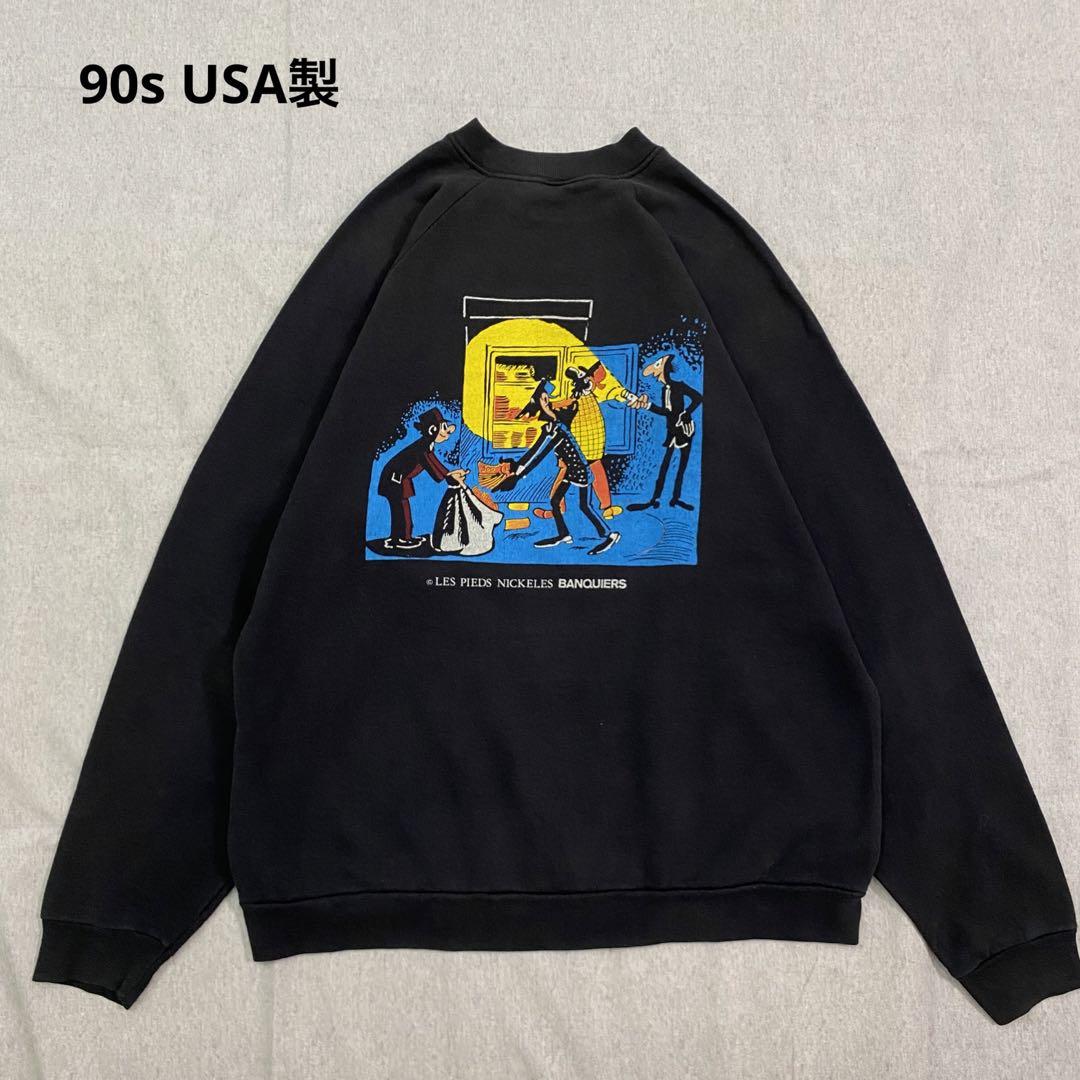 90s USA製 アートプリント スウェットLES PIEDS NICKELES