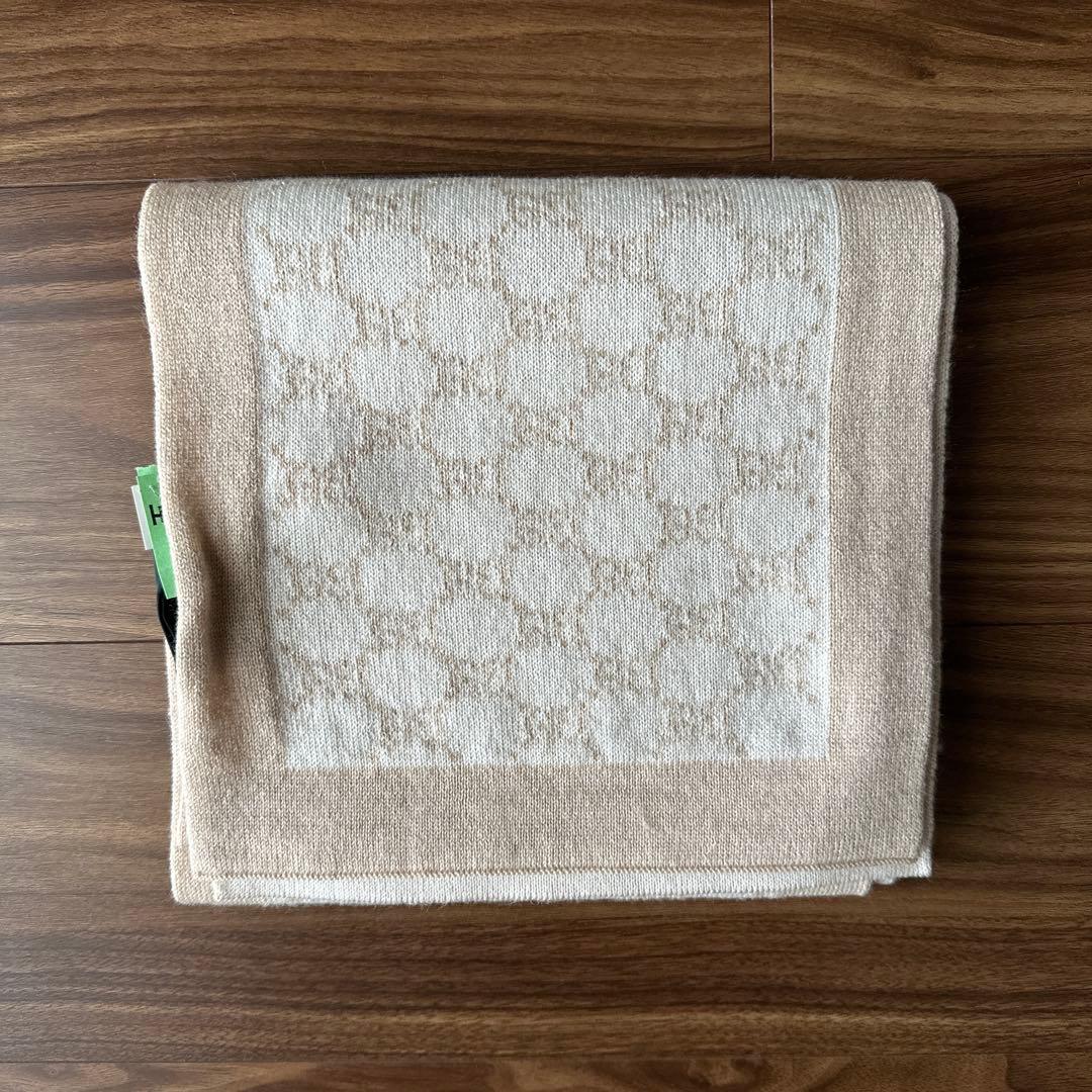 GUCCI グッチ マフラー ストール ベージュ ウール GGスプリーム 茶色 GUCCI グッチ マフラー ストール ベージュ ウール GGスプリーム 茶色