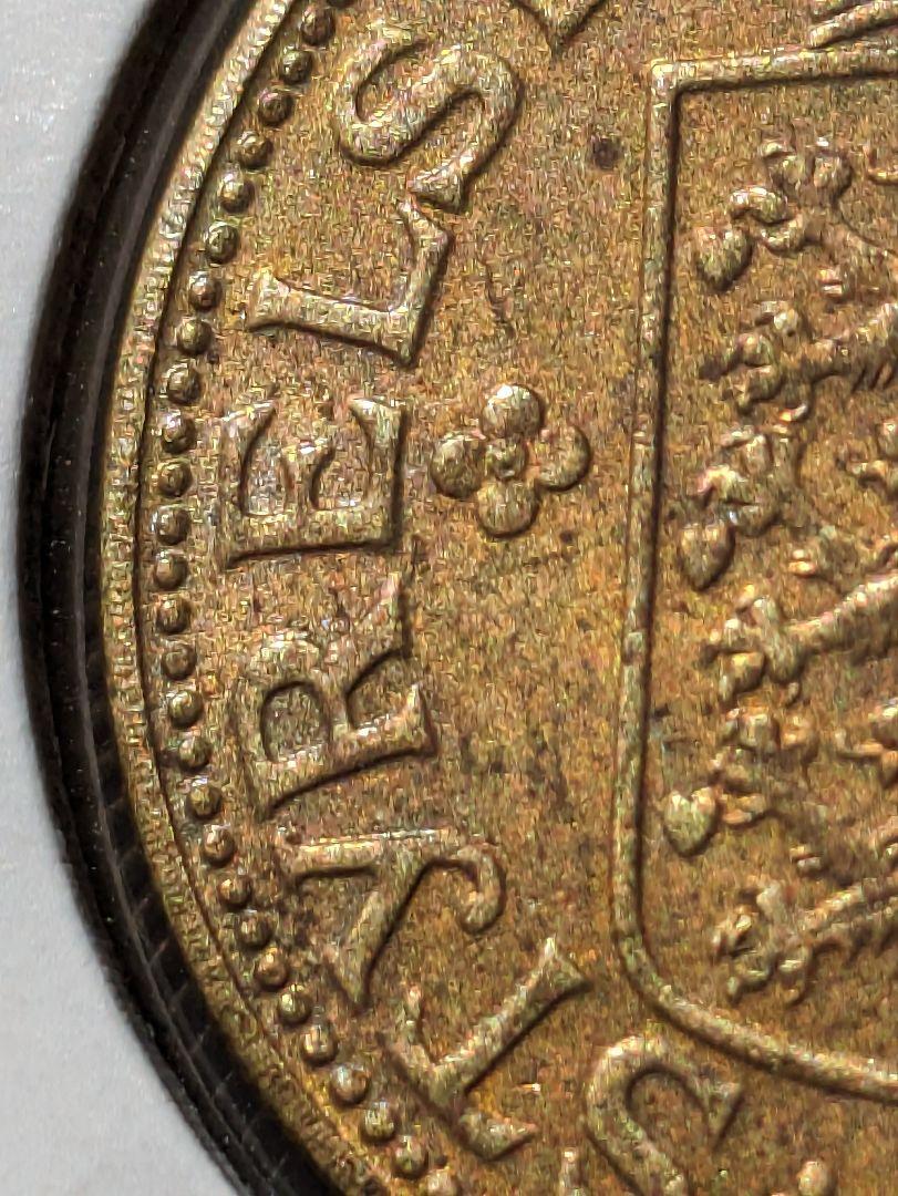 稀少　デンマーク領グリーンランド　北極グマ　５クローナー黄銅貨　１９４４ 稀少 デンマーク領グリーンランド 北極グマ 5クローナー黄銅貨