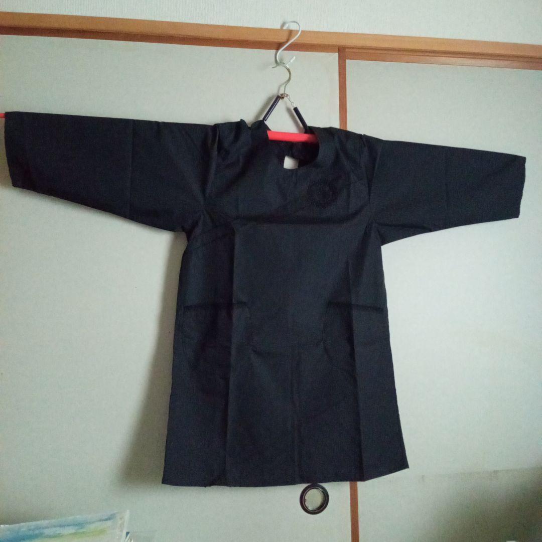 デザインエプロン 黒色 割烹着 刺繍あり ポケット両サイド