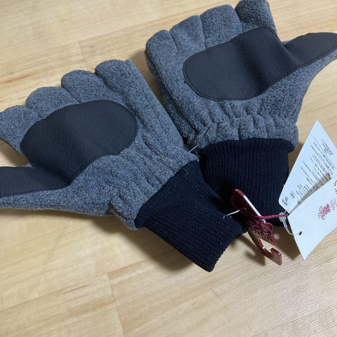 新品　DENTS フリースハンティンググローブ M フィンガーレス手袋　グレー
