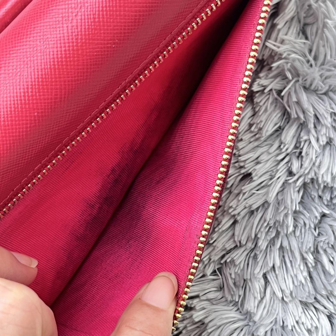 PRADA✨フィオッコ　長財布　サフィアーノ　リボン　ローズレッド　レディース