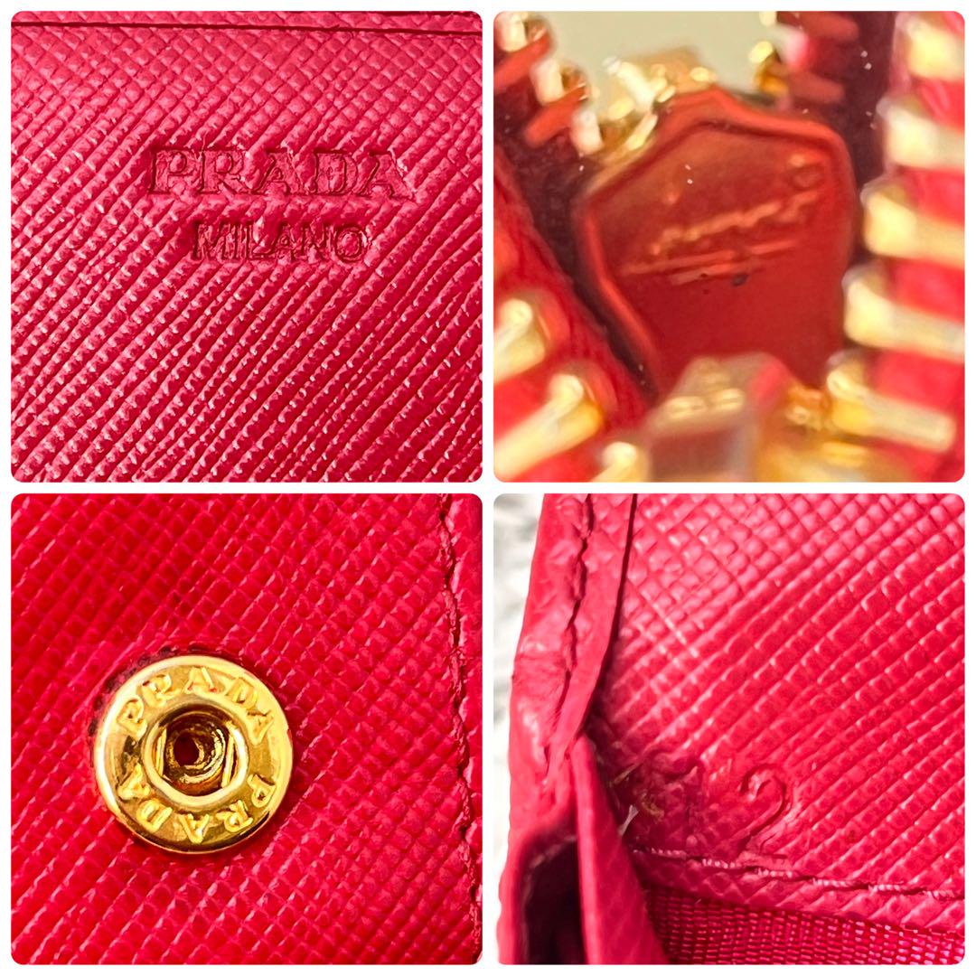 PRADA✨フィオッコ　長財布　サフィアーノ　リボン　ローズレッド　レディース