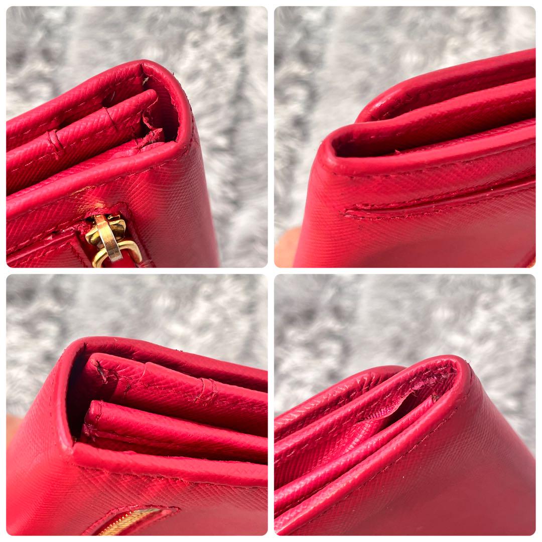 PRADA✨フィオッコ　長財布　サフィアーノ　リボン　ローズレッド　レディース