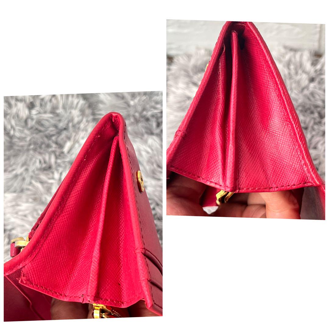 PRADA✨フィオッコ　長財布　サフィアーノ　リボン　ローズレッド　レディース