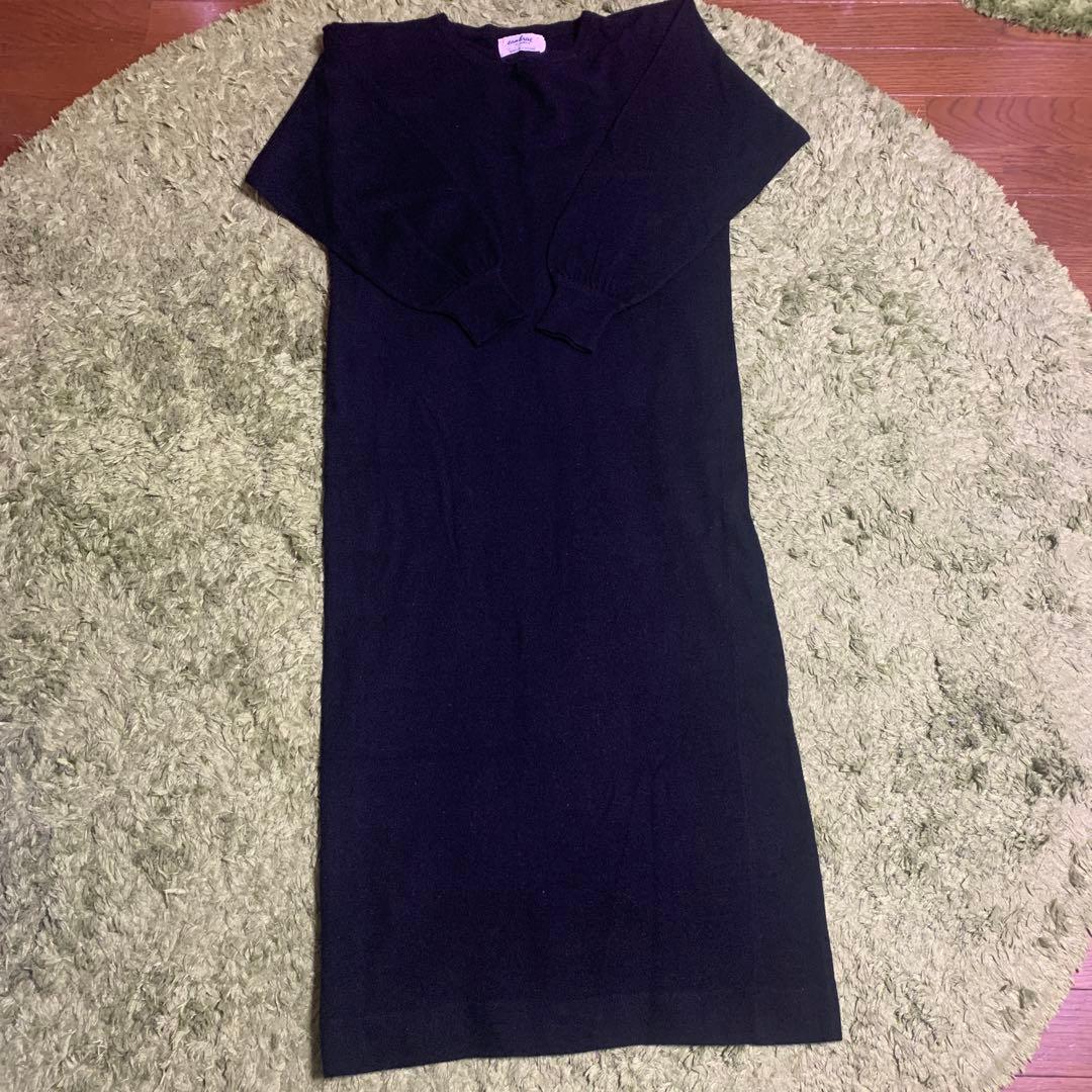 Deanbrae ネイビー 長袖ニットワンピース SIZE