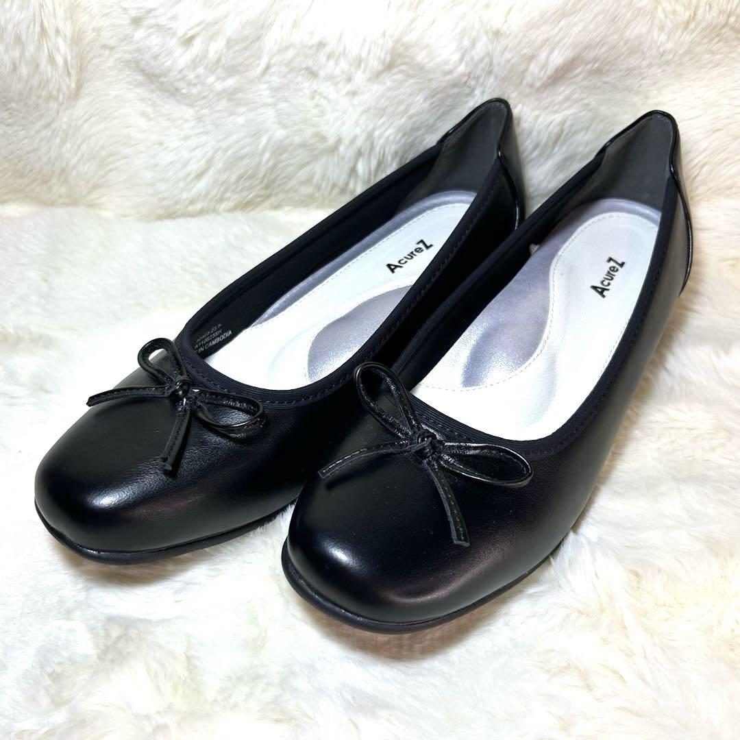 【アシックス】 新品未使用 AcureZ パンプス 黒 23.5 リボン　健康