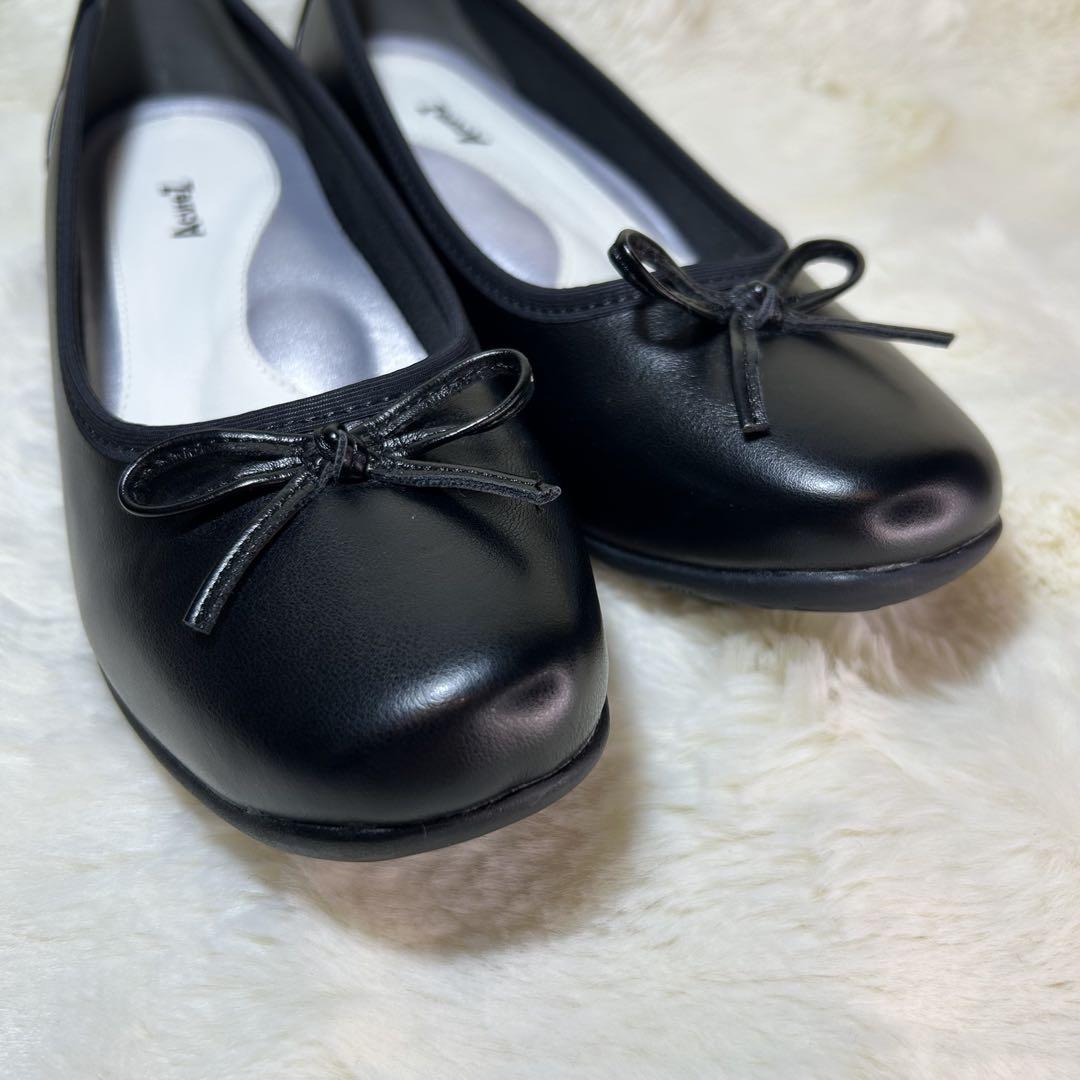 【アシックス】 新品未使用 AcureZ パンプス 黒 23.5 リボン　健康