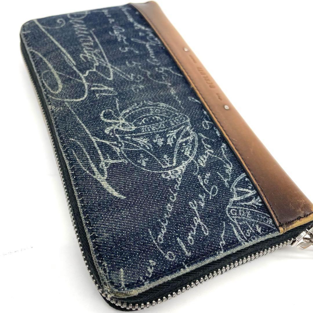 良品 ベルルッティ 日本限定 長財布 ロングウォレット カリグラフィ デニム