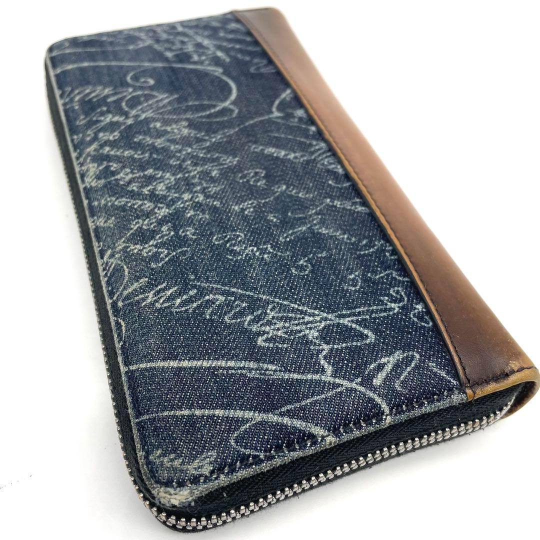良品 ベルルッティ 日本限定 長財布 ロングウォレット カリグラフィ デニム