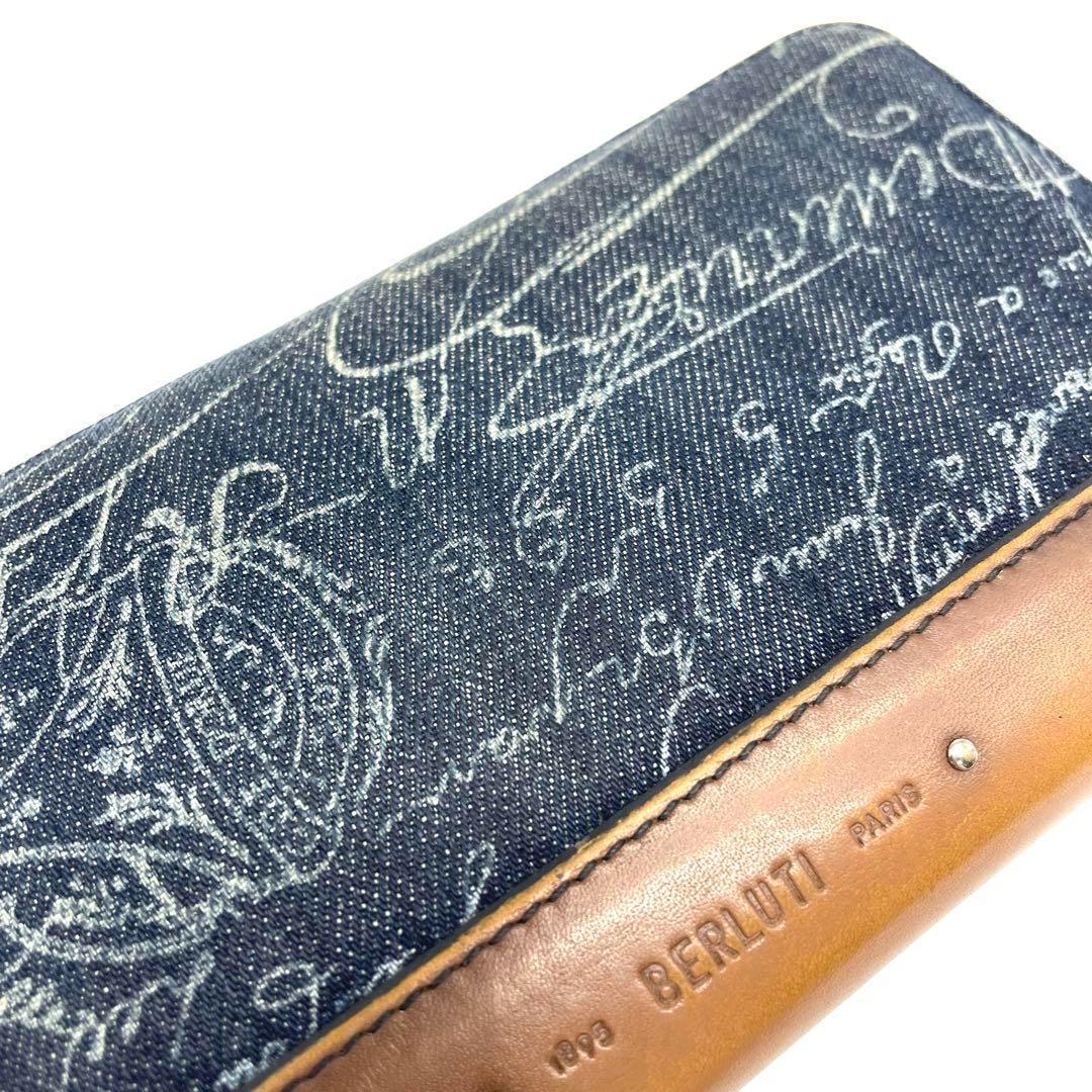 良品 ベルルッティ 日本限定 長財布 ロングウォレット カリグラフィ デニム