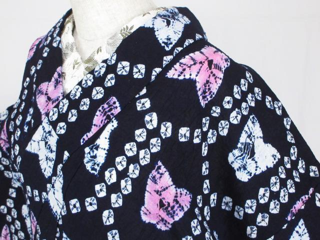 着用少ない！有松鳴海絞り＊蜘蛛絞り＊揚羽蝶＊ゆかた＊１５８ｃｍ＊裄６８ 着用少ない！有松鳴海絞り＊蜘蛛絞り＊揚羽蝶＊ゆかた