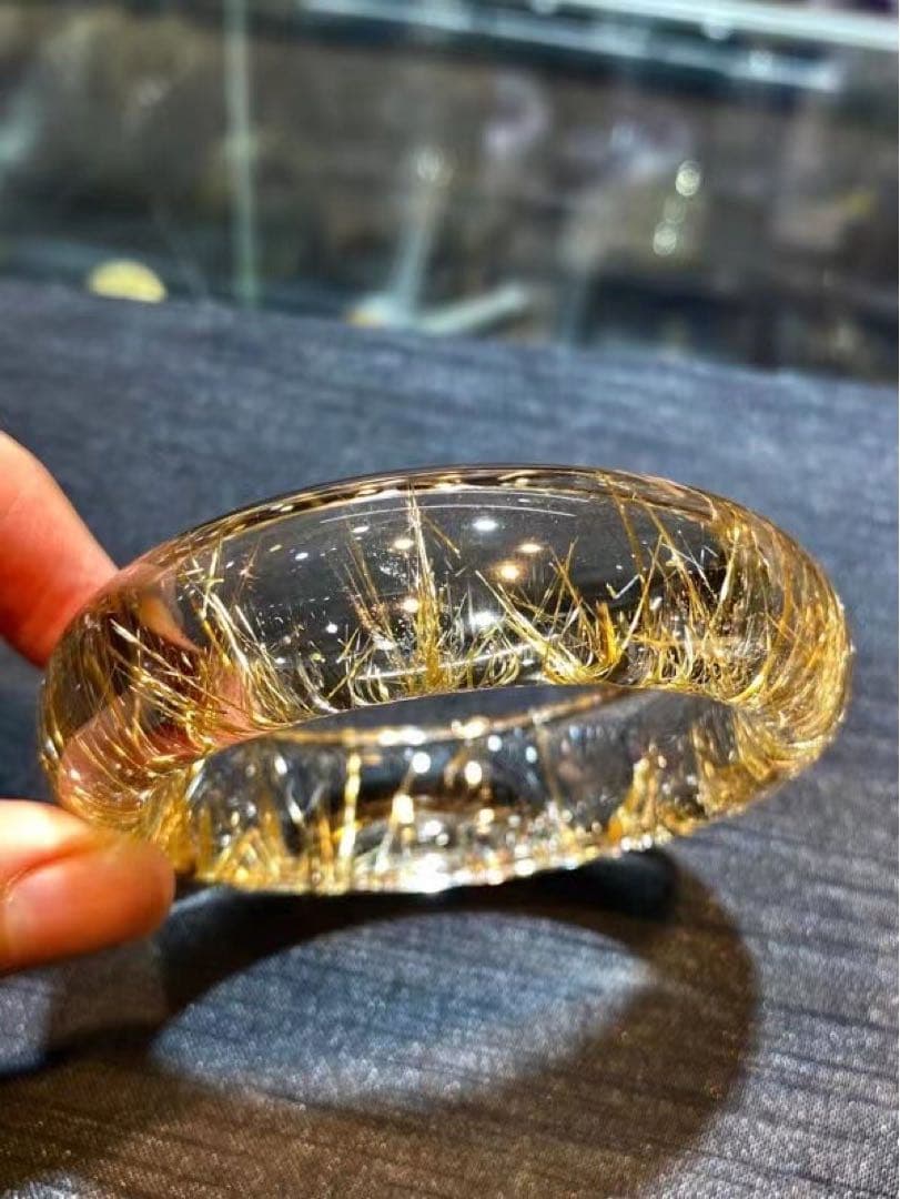 ⭐︎【極上品】ゴールド タイチンルチルクォーツ バングル 57mm