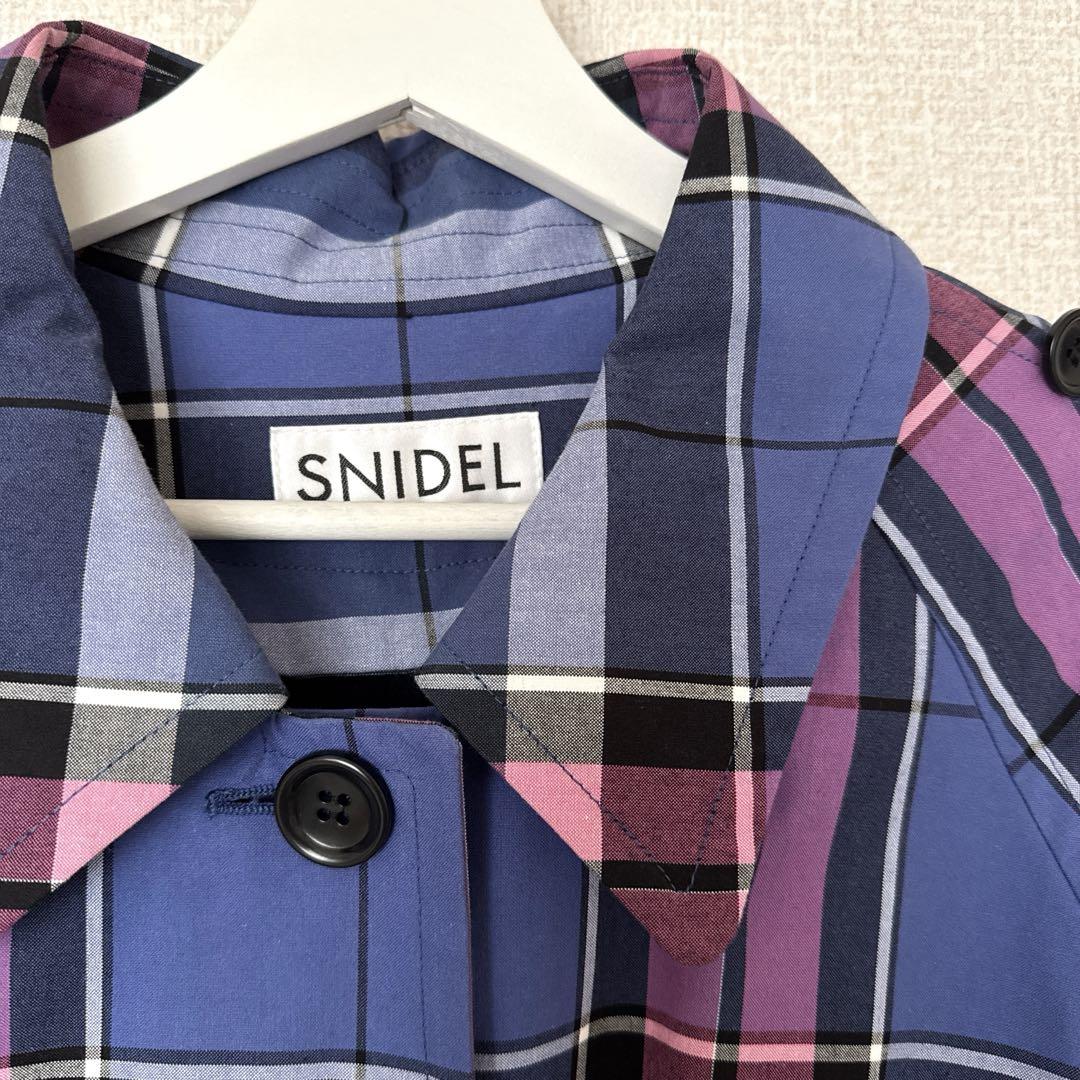 美品】SNIDEL スナイデル チェック ロングコート ベルト付き