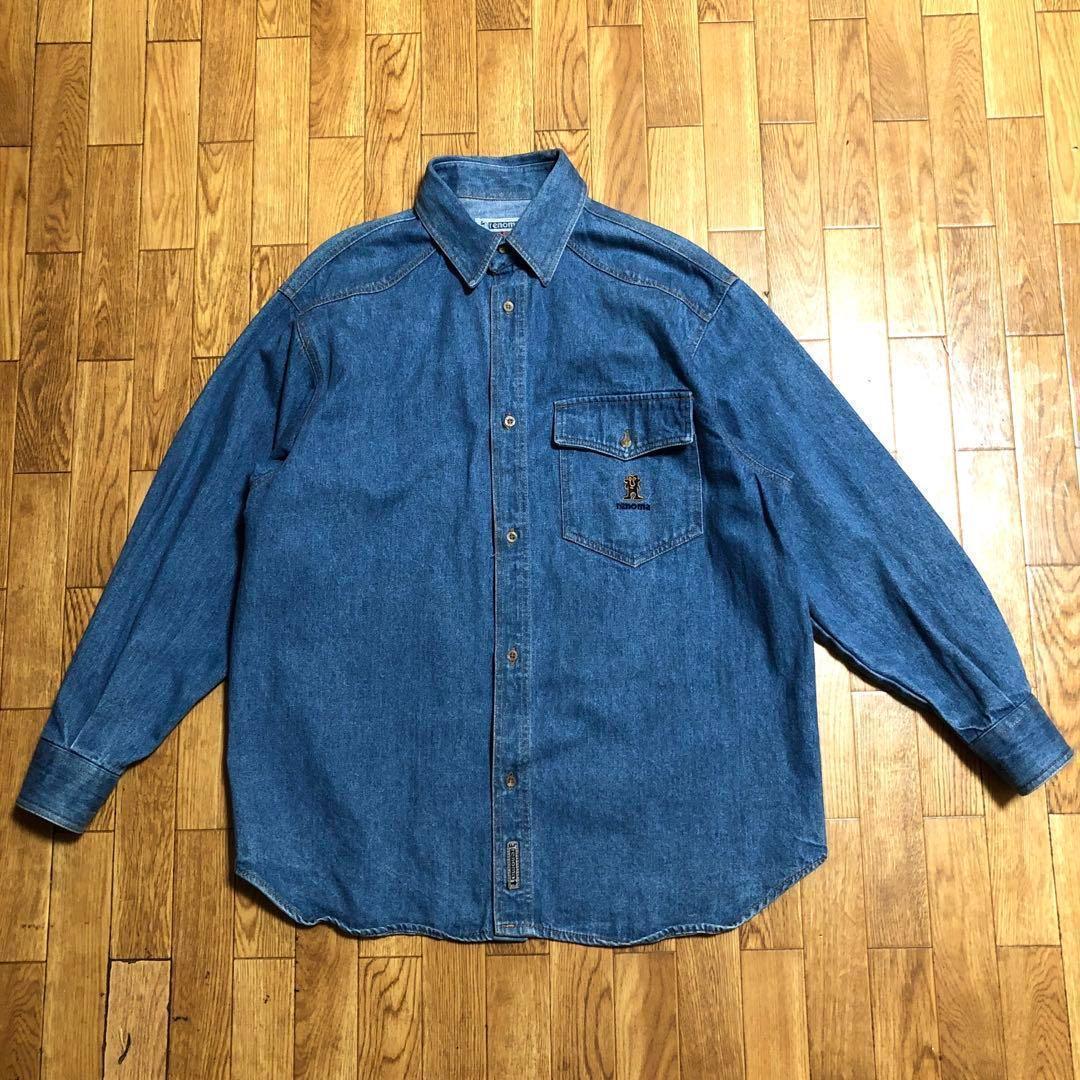 90s イタリア製 U.P renoma デニム 長袖シャツ レノマ Mくらい