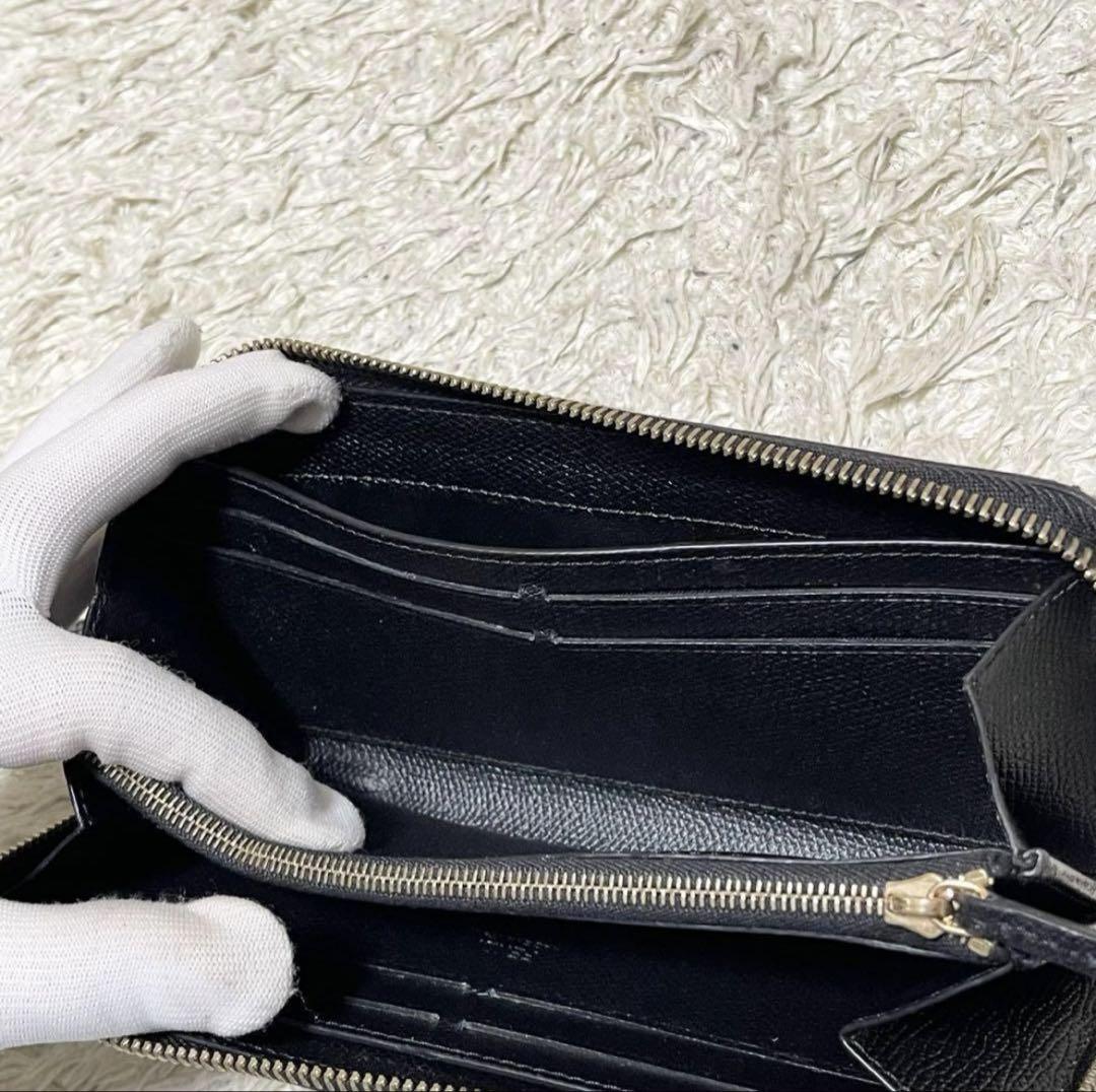 【箱付き/美品】フェンディ　長財布　エフイズ　レザー　黒　ゴールド金具　ラウンド