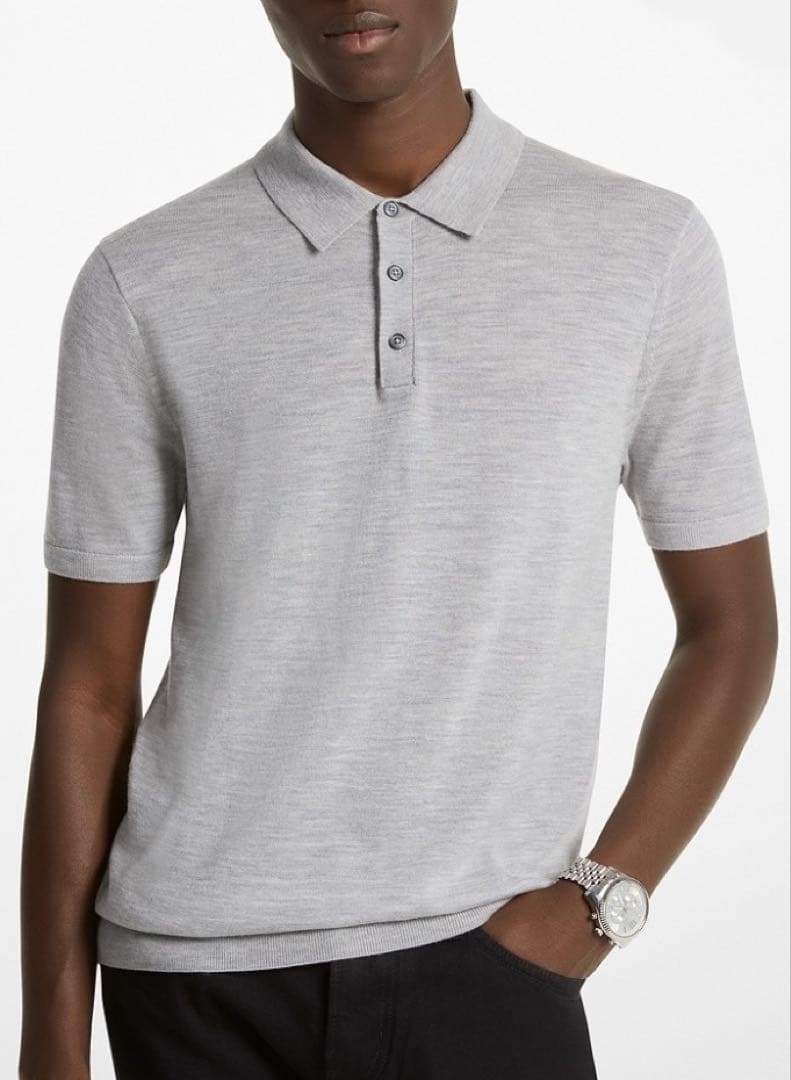 MICHAEL KORS グレー ニット ポロシャツ