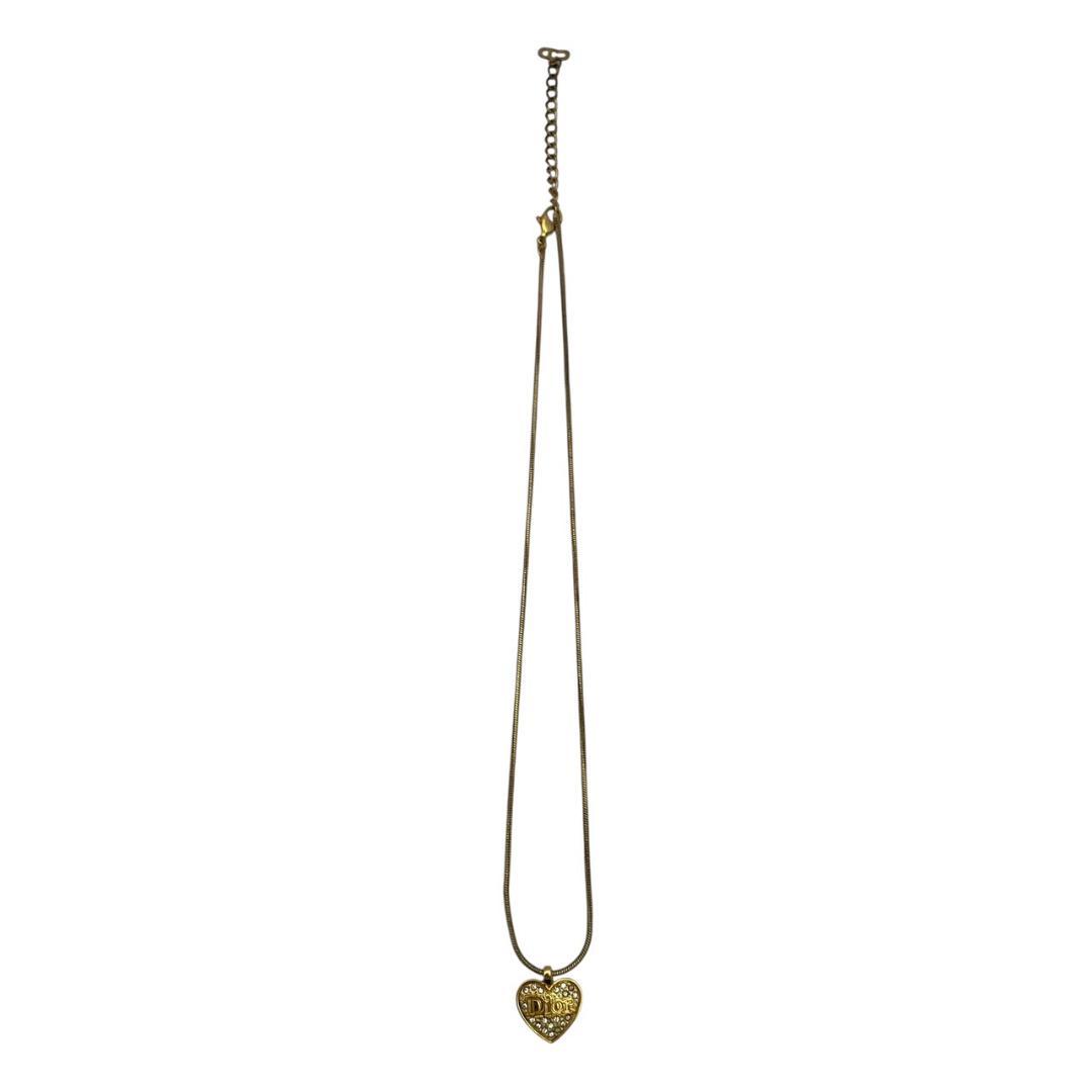 【美品】 クリスチャンディオール Dior ネックレス ハート ストーン