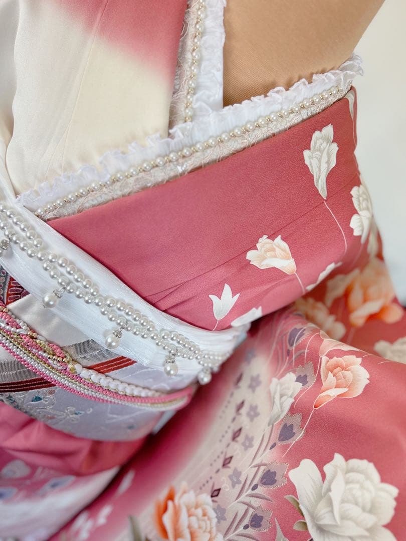 正絹振袖フルセット 豪華金彩 薔薇 パール姫 ピンク 花柄 振袖 絹 正絹振袖フルセット 豪華金彩 薔薇 パール姫 ピンク 花柄 振袖 絹