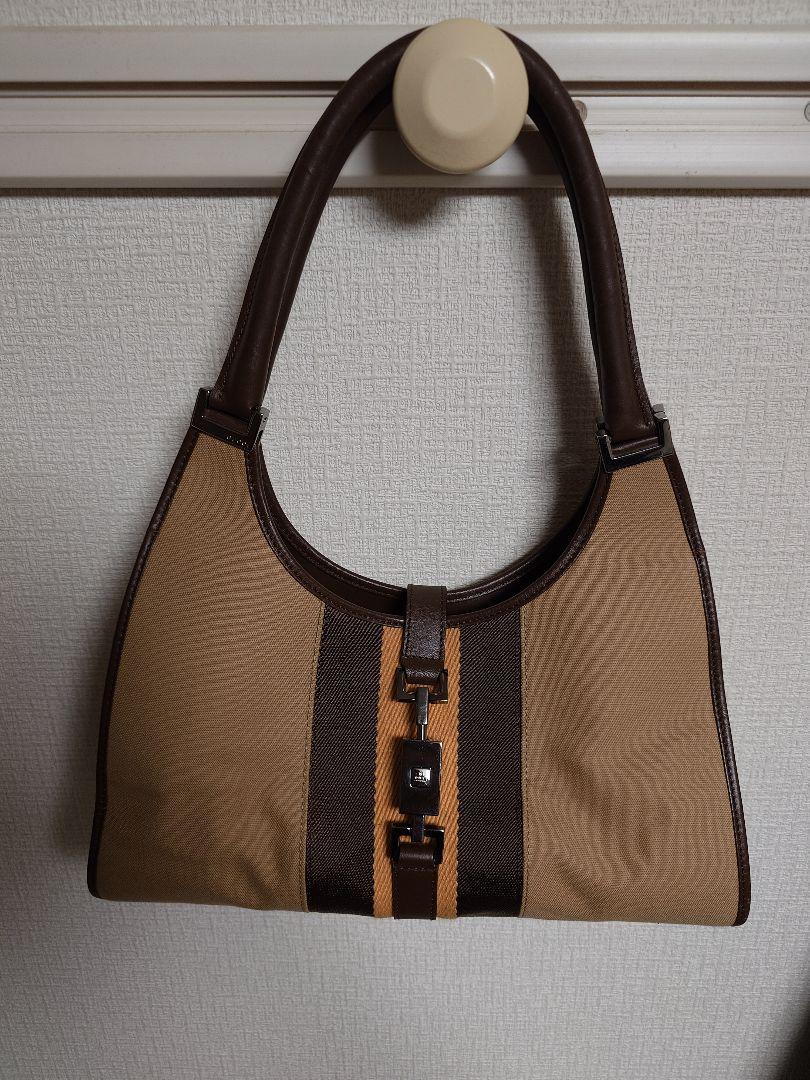 GUCCI ジャッキー　シェリーライン　ショルダーバッグ　レザー　ベージュ