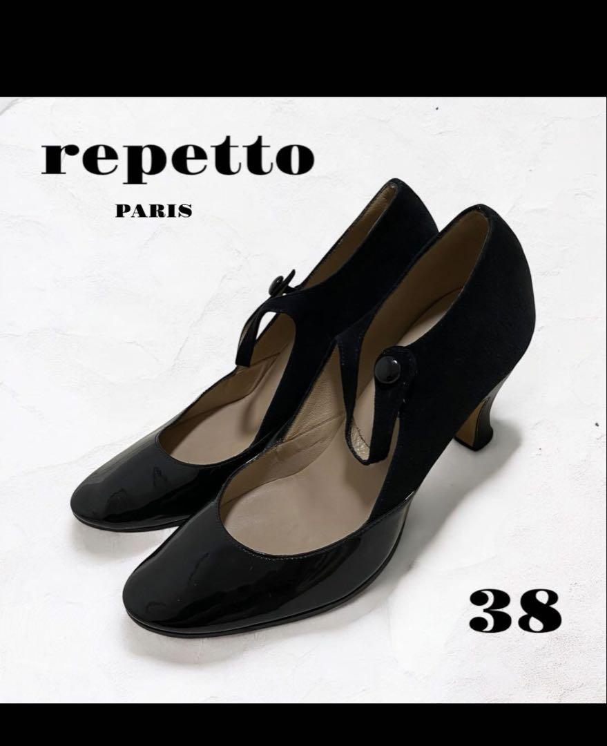 repetto レディース ヒールパンプス ストラップ付き 24cm 黒レペット