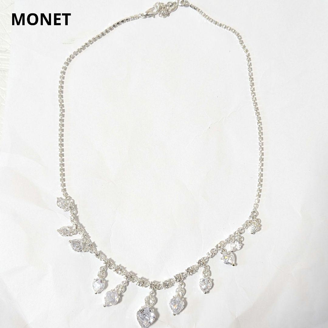 キラキラ　MONET　ネックレス　ラインストーン　ゆらゆら　ヴィンテージ