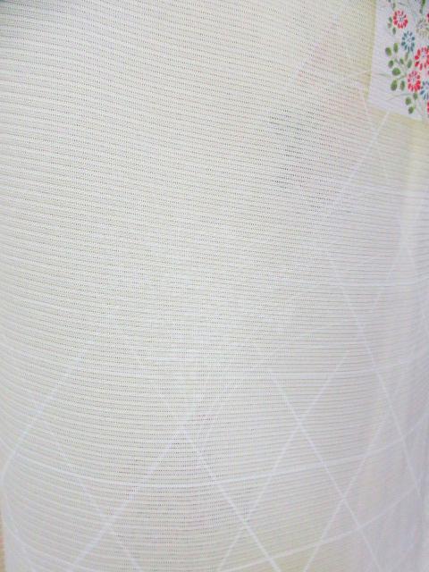 未着用に近い！絹絽＊淡い玉子色＊花色紙＆籠目＊夏物＊着物