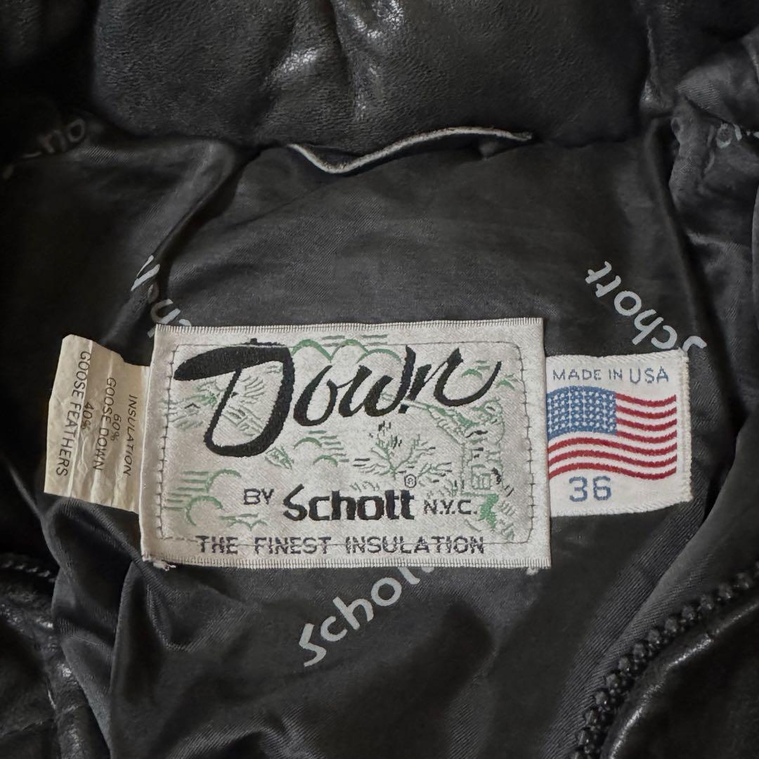 schott ショット レザーダウンジャケット ブラック 黒 USA製 36