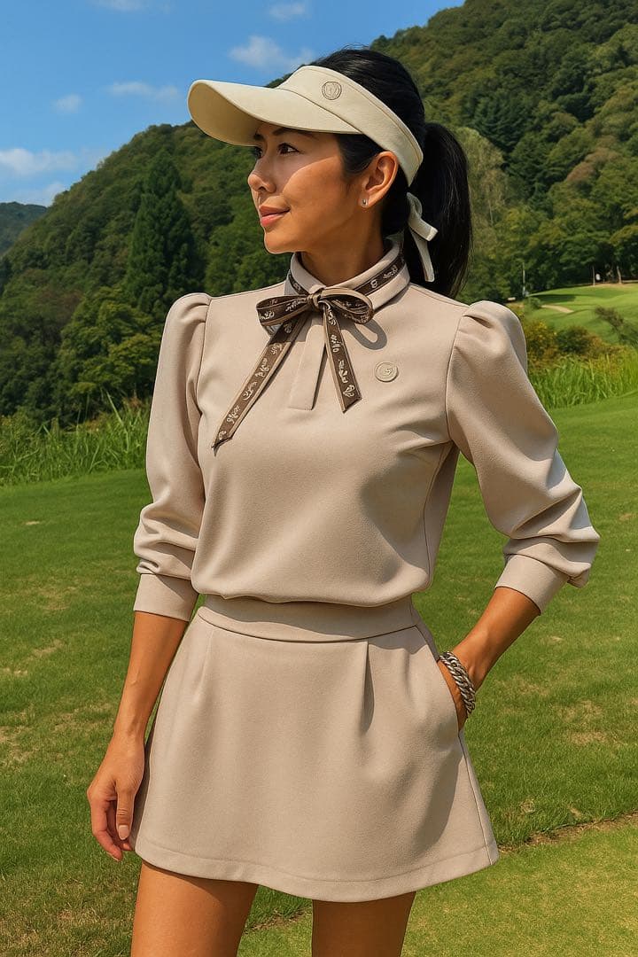 レディースゴルフウェアセットアップ Lサイズ ベージュ