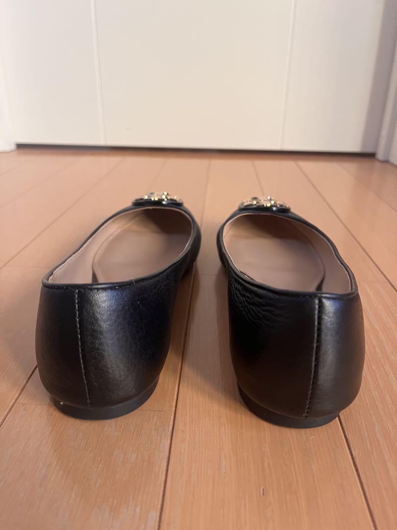 美品　トリーバーチ　バレエシューズ 黒　レザー　US7 24cm 箱付き